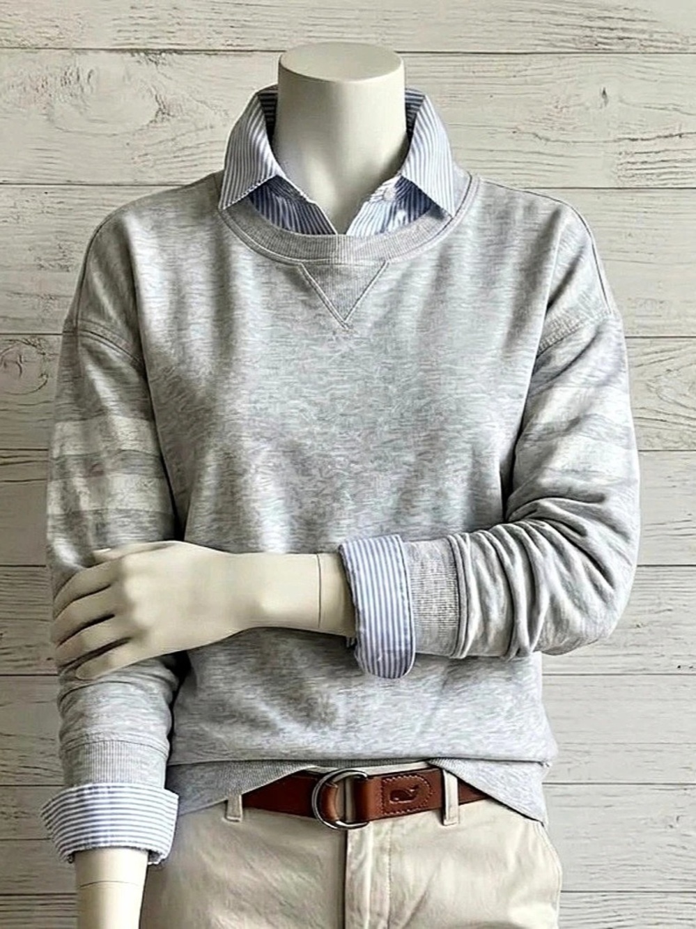 vineyard vines Garment-Dyed Crewneck Sweatshirt Gray & White Small